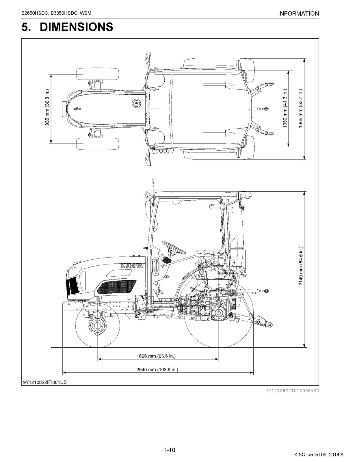 KUBOTA B2650 B3350 B3350SU HSDC Service & Operators Manual BUNDLE - WIRE BOUND