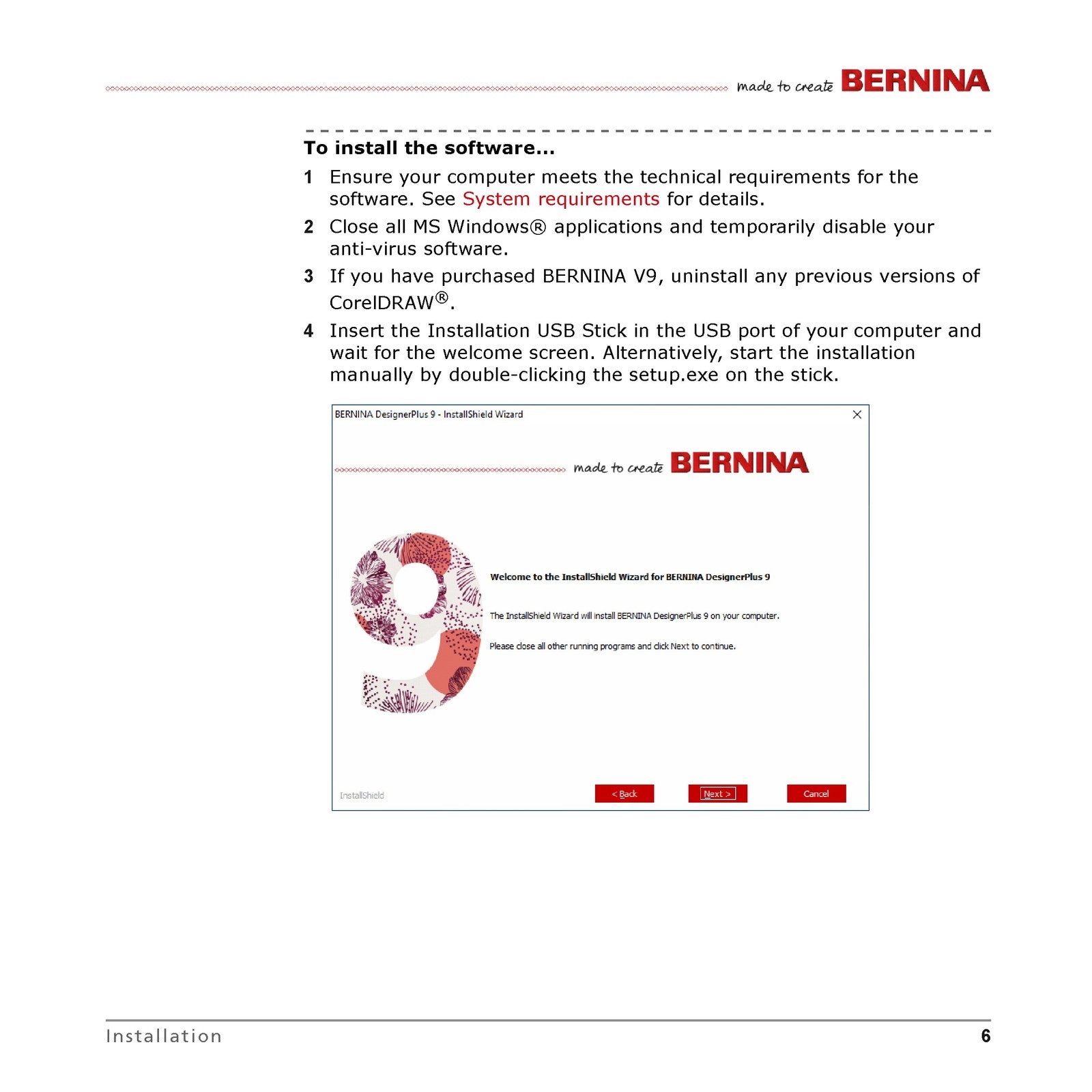 BERNINA Embroidery Software 9 Quick Start Guide Manual - WIRE BOUND - COVERS