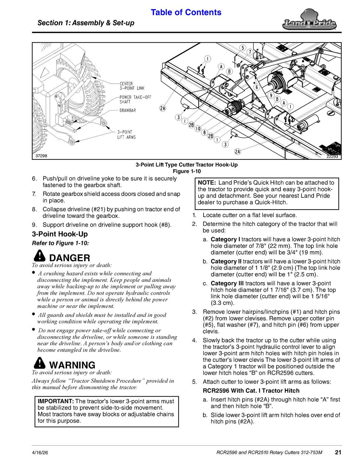 LAND PRIDE RCR2596 RCR2510 Rotary Cutters Operators Manual 2026 - WIRE BOUND