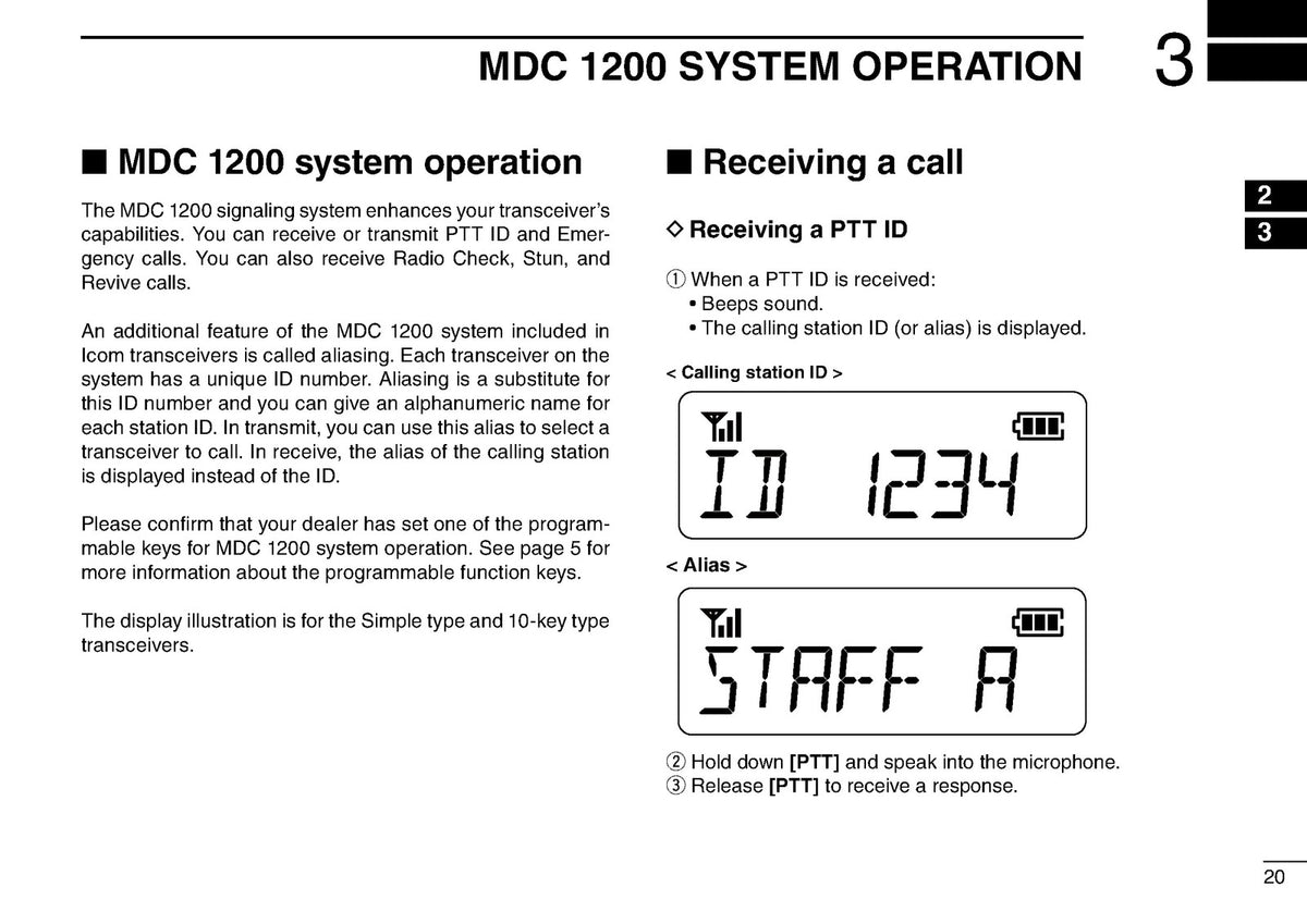 ICOM IC-F1000 F1000S F1000T IC-F2000 F2000S F2000T Operating Guide Manual