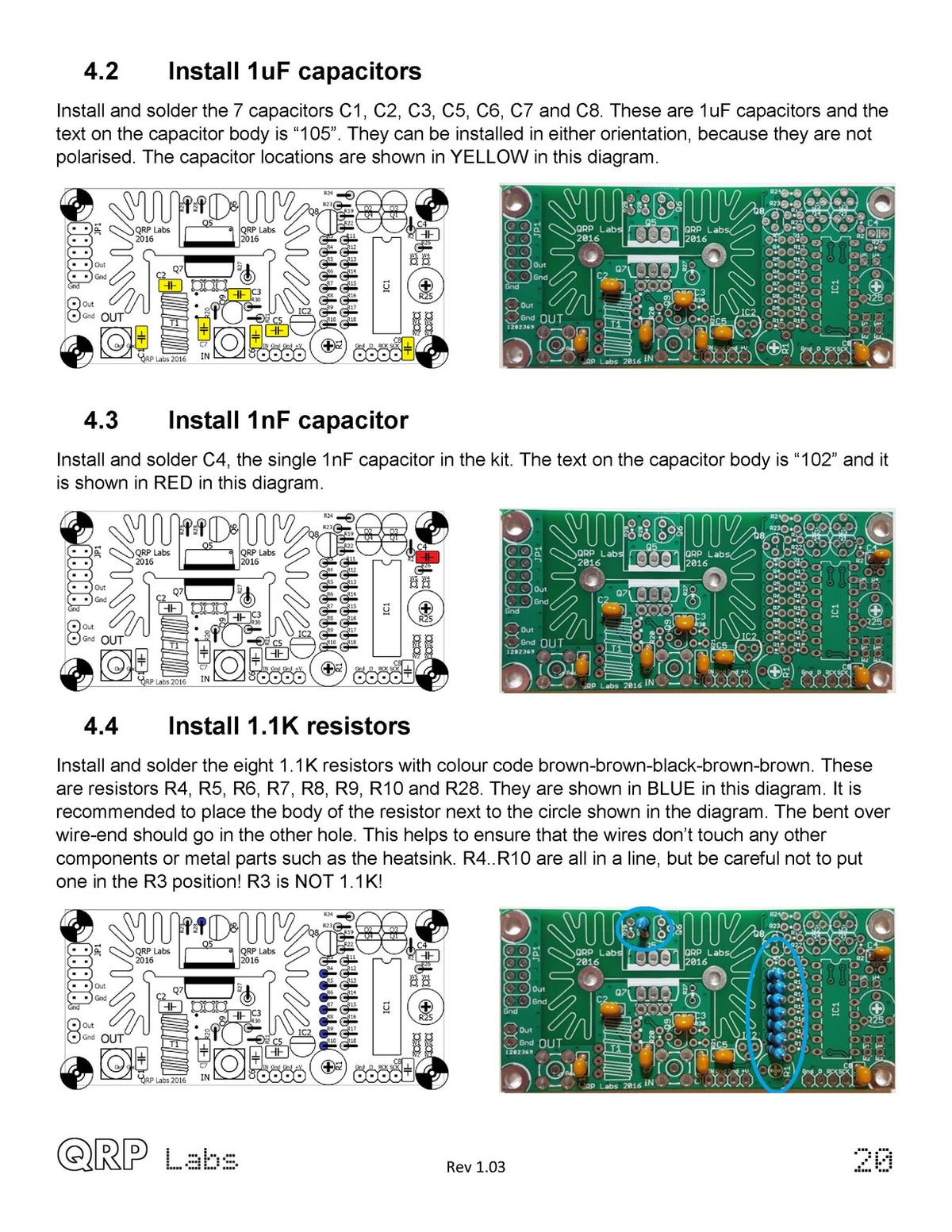 QRP LABS PA 5W HF Kit Assembly Instructions Manual 2016 - WIRE BOUND - COVERS