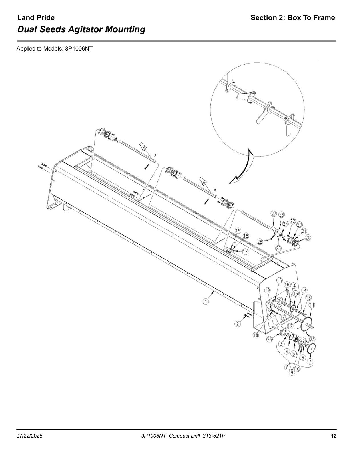 LAND PRIDE 3P1006NT Compact Drills Parts Manual 2025 - WIRE BOUND - TOUGH COVERS
