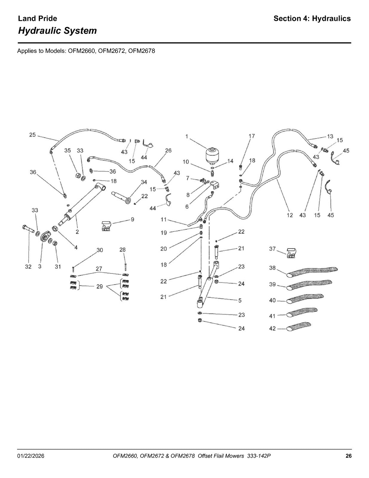 LAND PRIDE OFM26 Series Offset Flail Mowers Parts Manual 2026 - WIRE BOUND