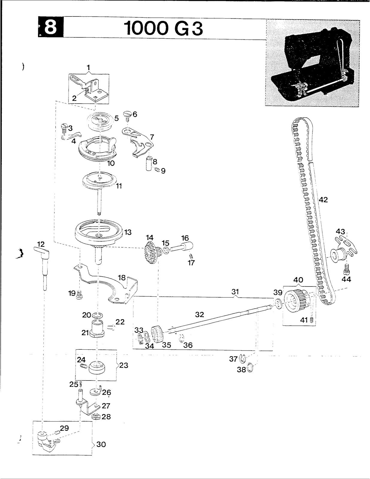 SINGER Futura 1000 Sewing Machine Parts List Manual - WIRE BOUND - COVERS