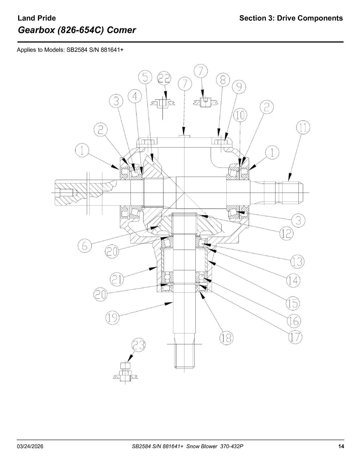 LAND PRIDE SB25 Series Snow Blowers Parts Manual 2026 - WIRE BOUND - COVERS