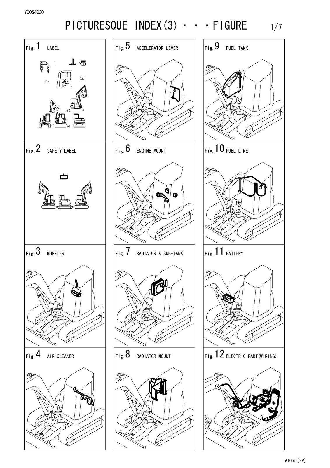 YANMAR ViO75 Excavator Parts Catalog Manual - BOUND - COVERS - XL FOLDOUT PAGES