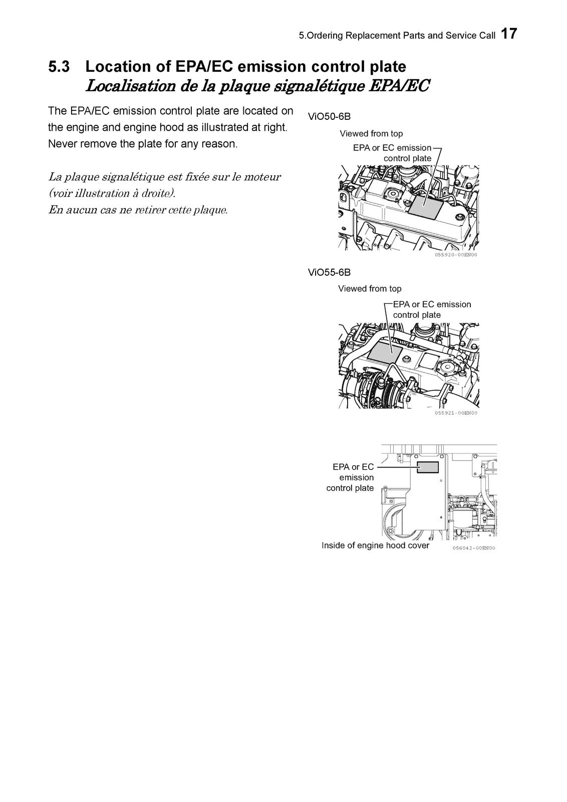 YANMAR ViO50-6B ViO55-6B Excavator Operation  Maintenance Manual - WIRE BOUND
