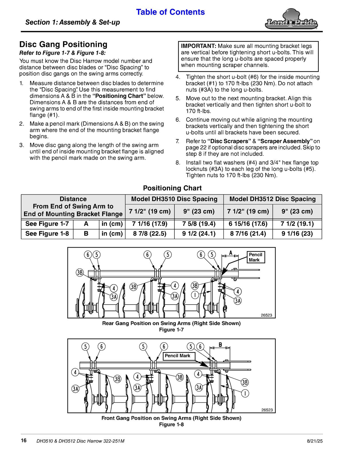 LAND PRIDE DH35 Series Disc Harrows Operators Manual - WIRE BOUND - TOUGH COVERS