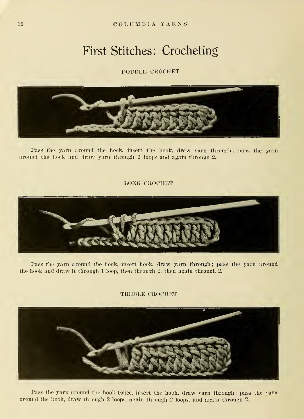 COLUMBIA Book Of Yarns Knitting And Crocheting Manual 1915 - WIRE BOUND - COVERS