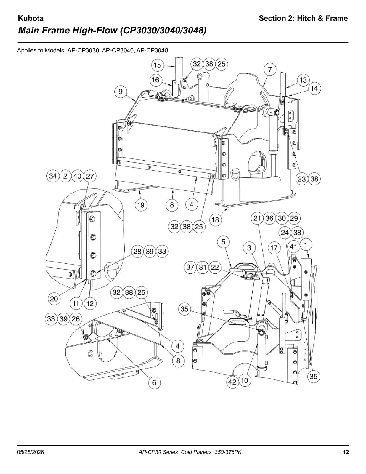 LAND PRIDE CP30 Series Cold Planers Parts Manual 2026 - WIRE BOUND - COVERS