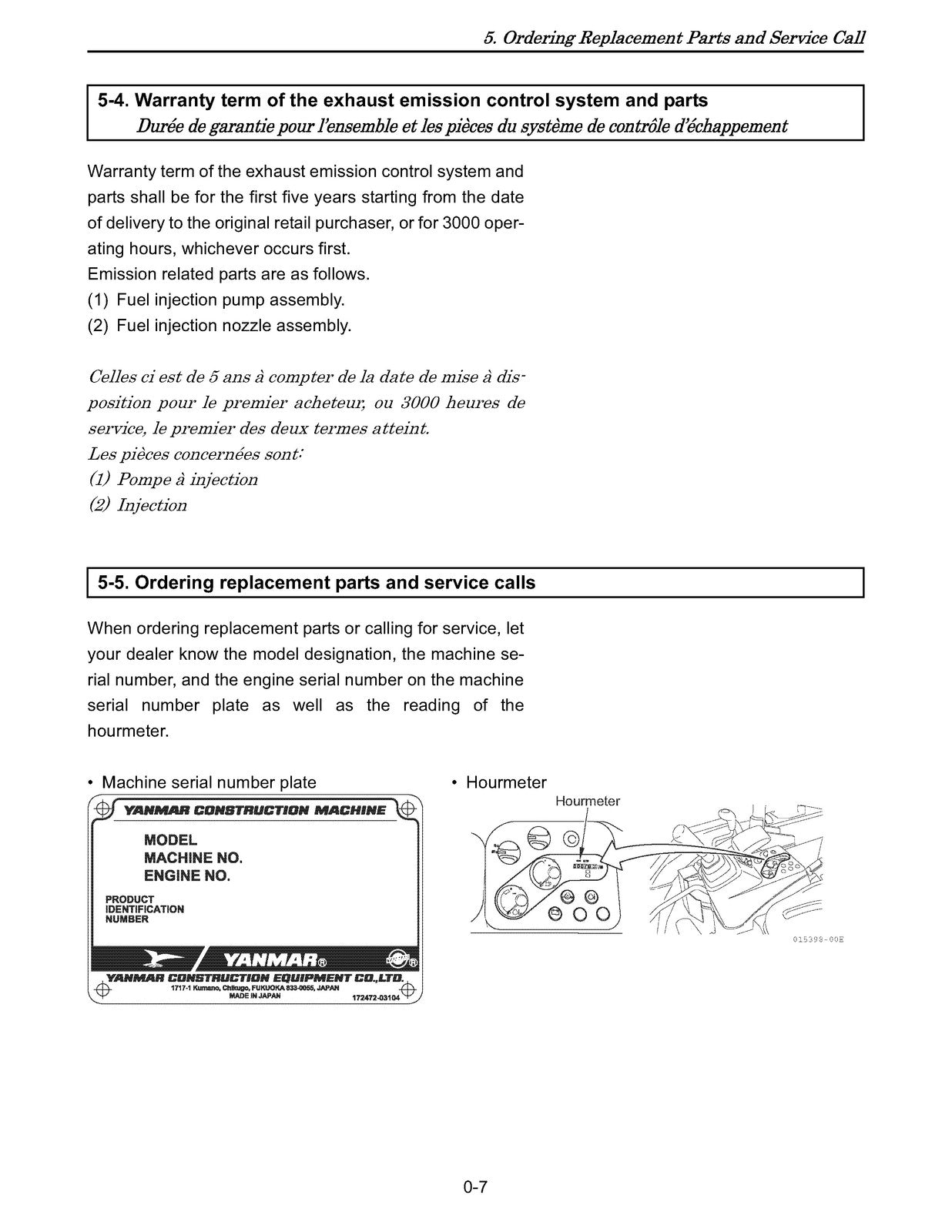 YANMAR ViO27-5 ViO35-5 Excavator Operation and Maintenance Manual - WIRE BOUND