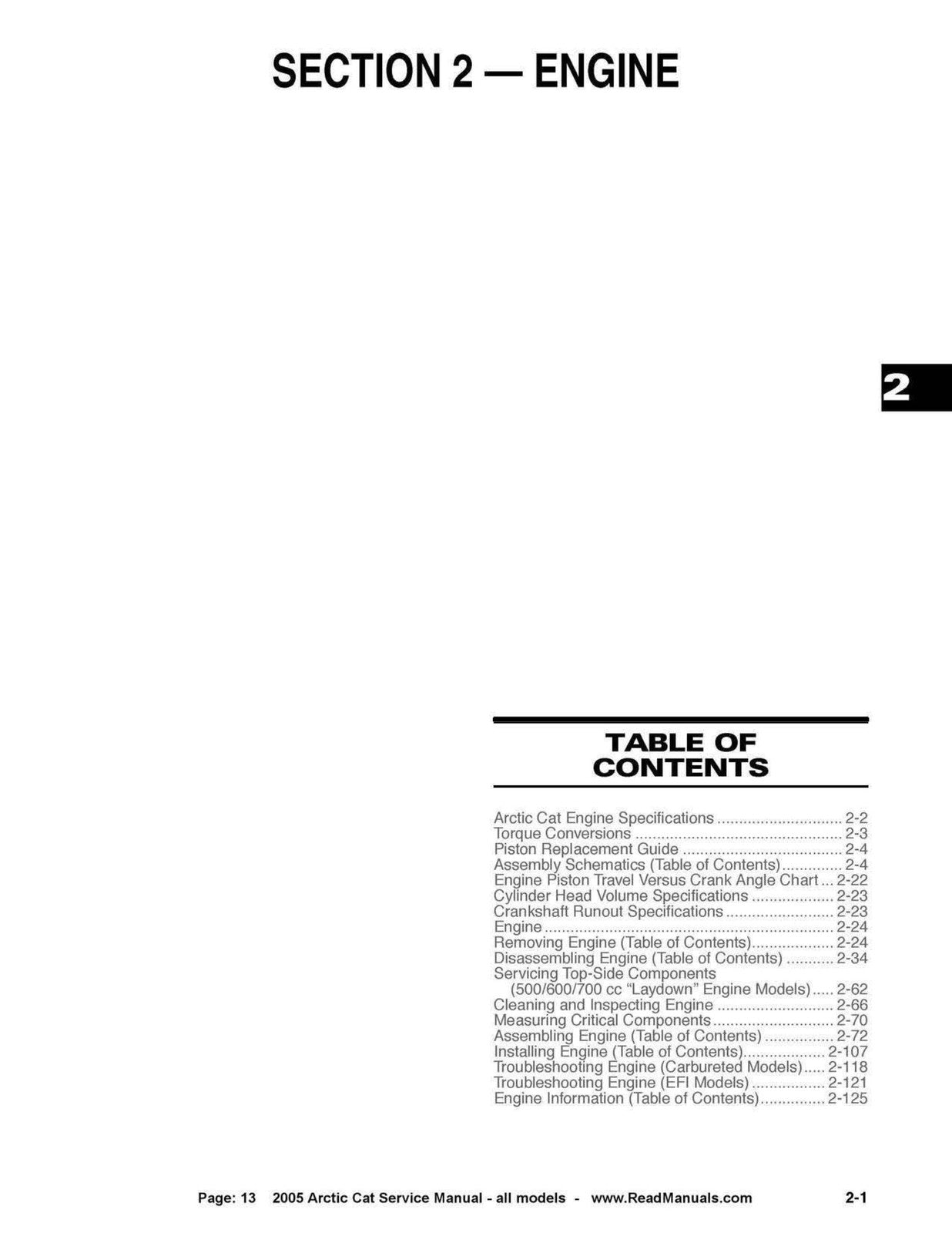 ARCTIC CAT 400 2005 Snowmobile Service Manual - BOUND - COVERS - XL FOLDOUTS