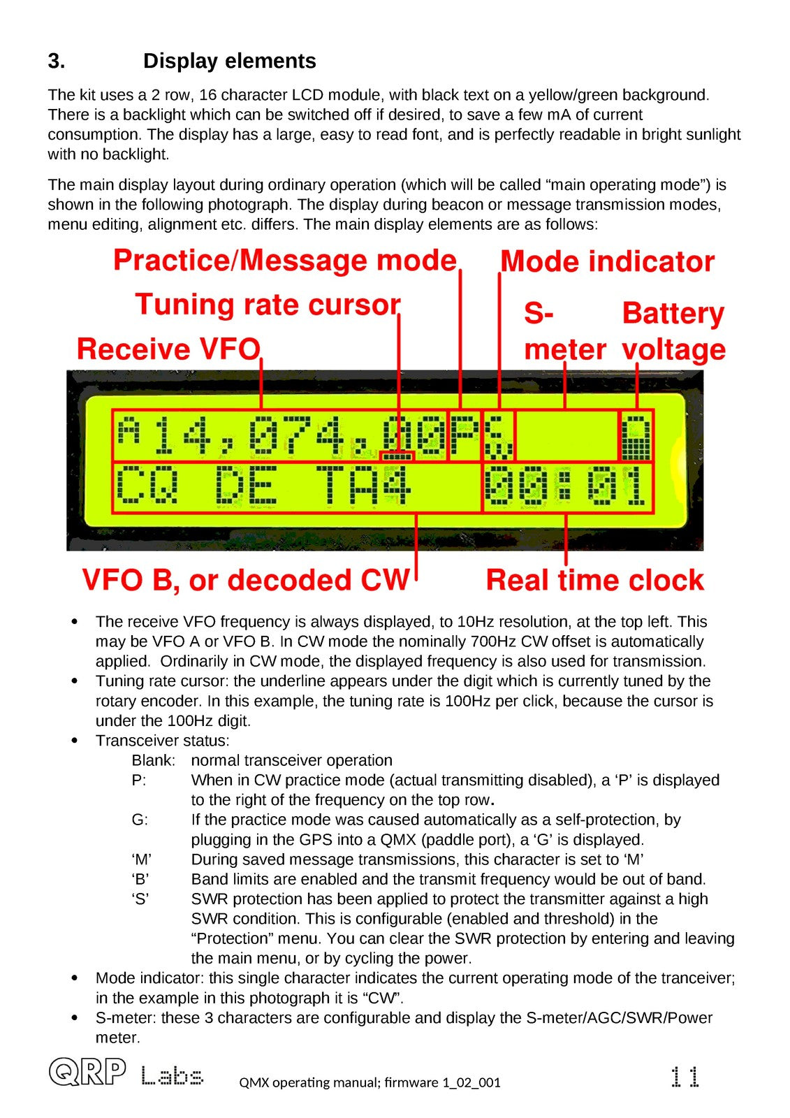 QRP LABS QMX QMX Multimode Transceiver Operating Manual - WIRE BOUND - COVERS
