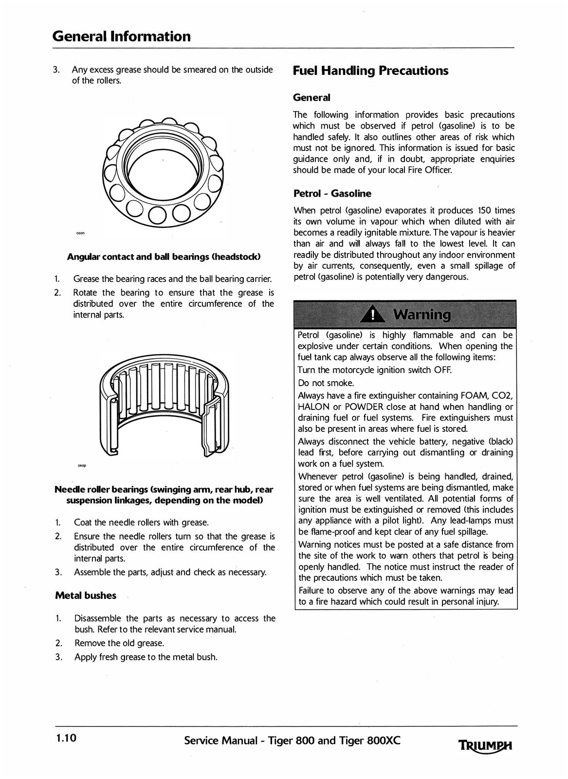 TRIUMPH Tiger 800 800XC Motorcycle Service Manual 2010, BOUND, COVERS, FOLDOUTS