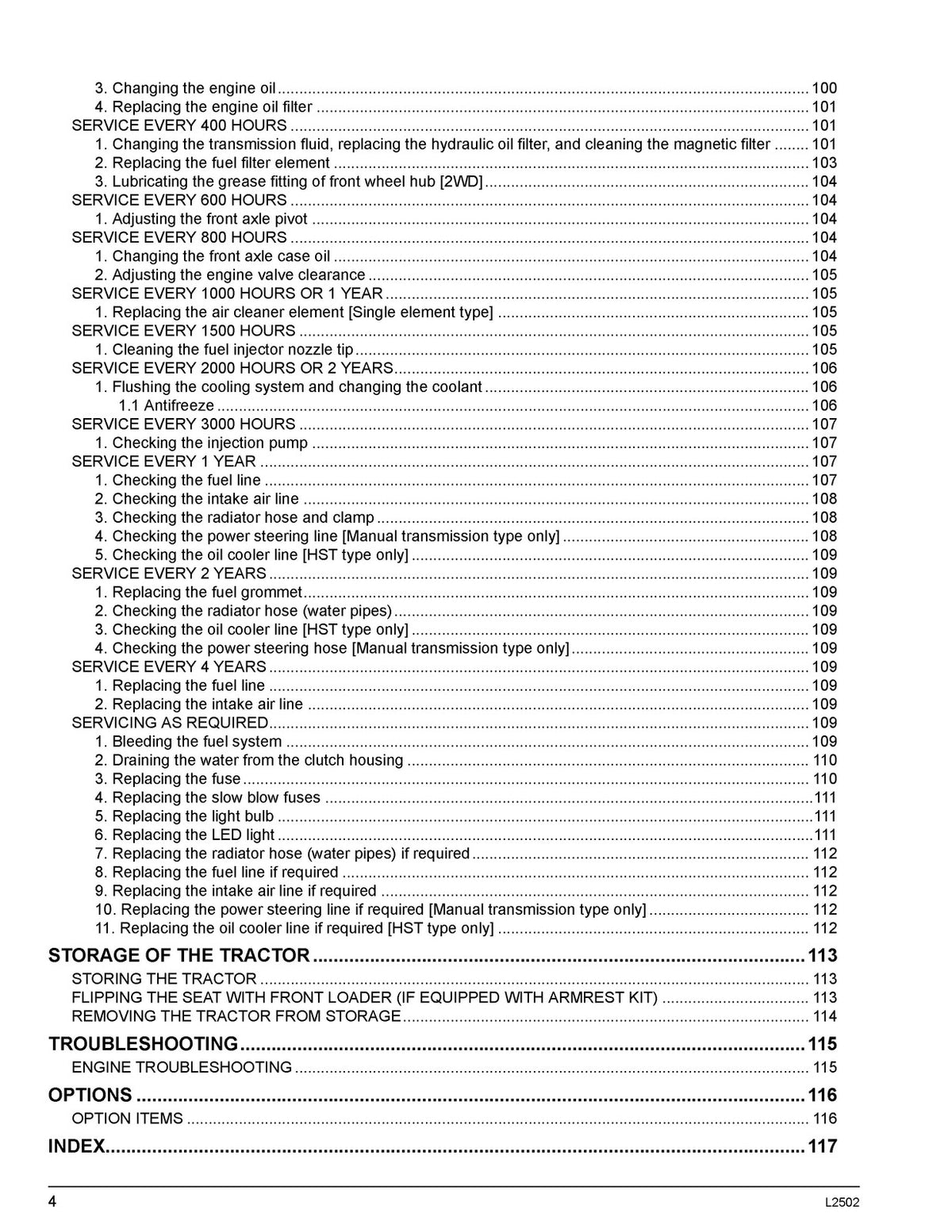KUBOTA L2502 HST & LA526 Front Loader Operators Manual BUNDLE - WIRE BOUND