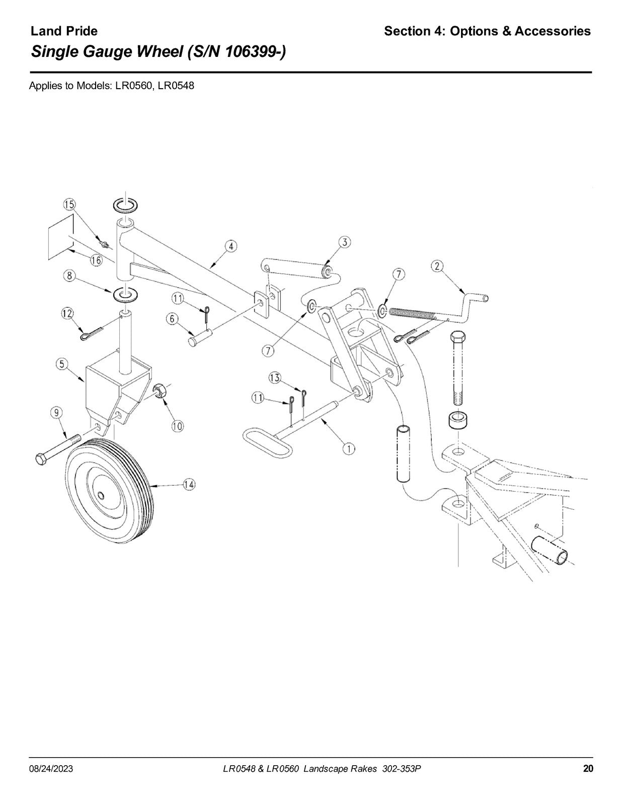 LAND PRIDE LR05 Series Landscape Rakes Parts Manual 2023 - WIRE BOUND - COVERS