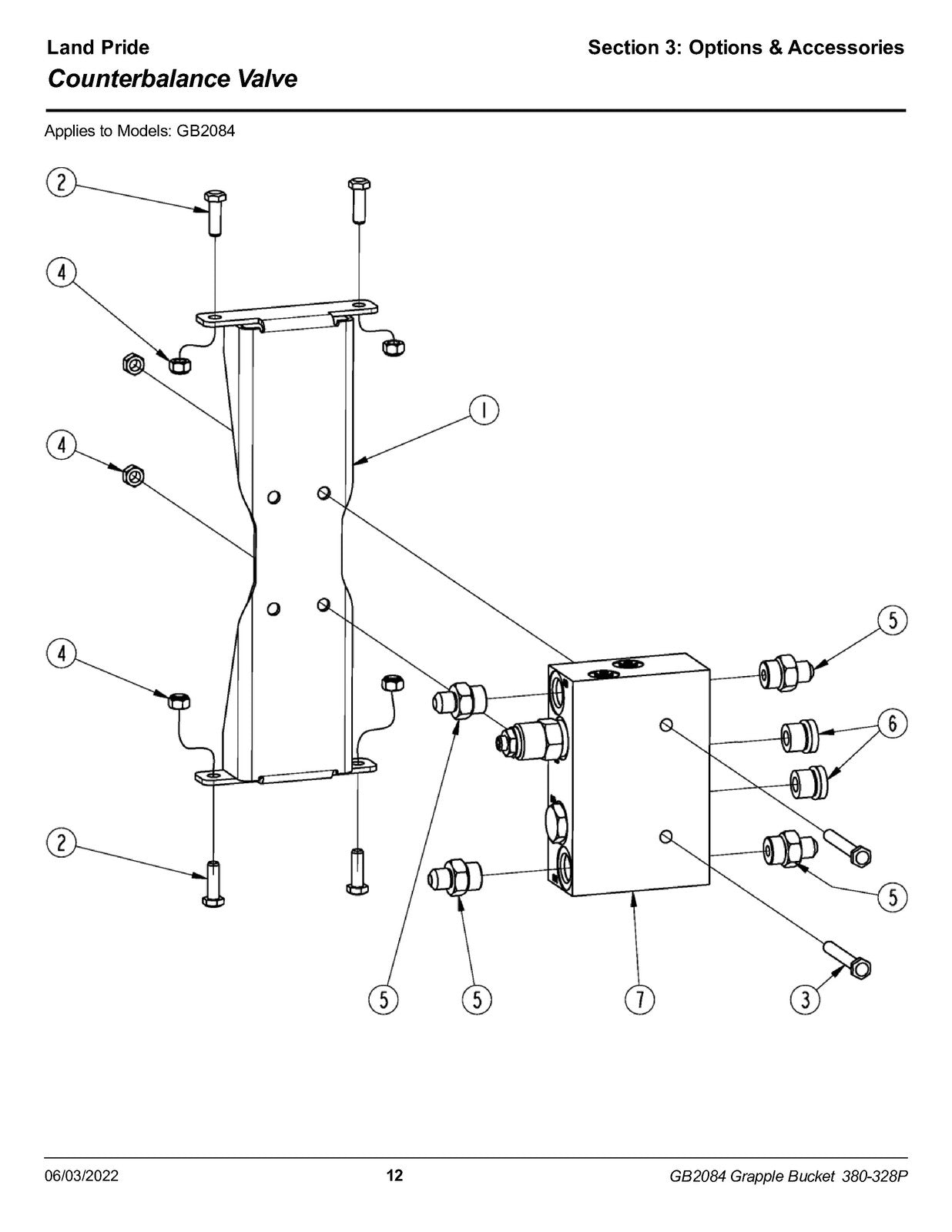 LAND PRIDE GB20 Series Grapple Bucket Parts Manual 2022 - WIRE BOUND - COVERS