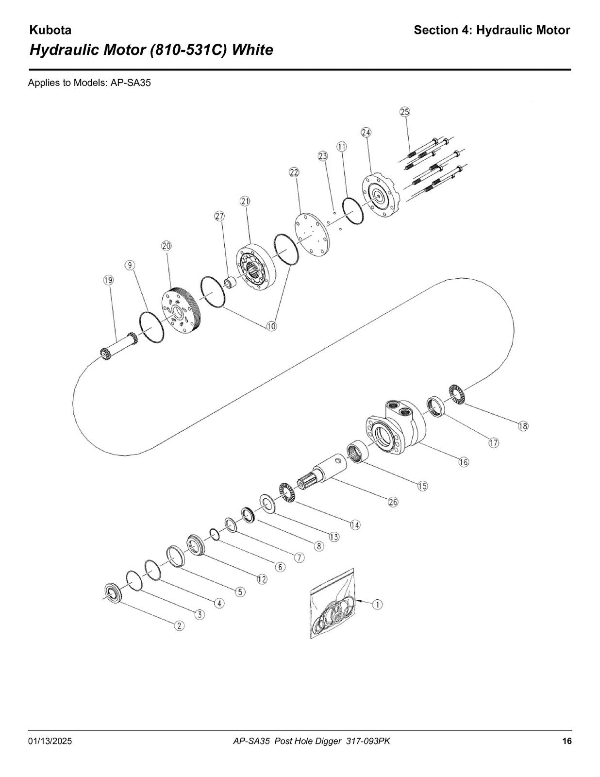 LAND PRIDE SA35 Series Post Hole Diggers Parts Manual 2025 - WIRE BOUND - COVERS