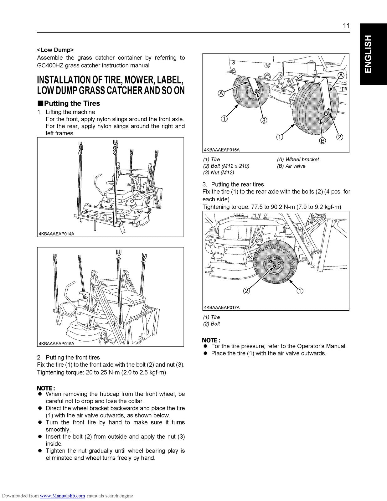 KUBOTA GZD15-3 GZD21-2 Mower Assembly Instructions Manual - WIRE BOUND - COVERS
