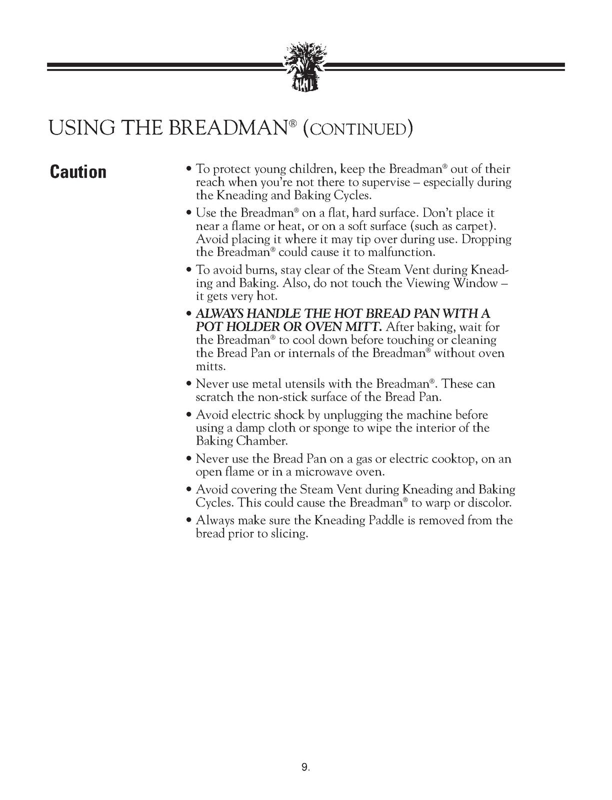 BREADMAN TR2828 TR2828G Automatic Bread Maker Instruction Manual - WIRE BOUND