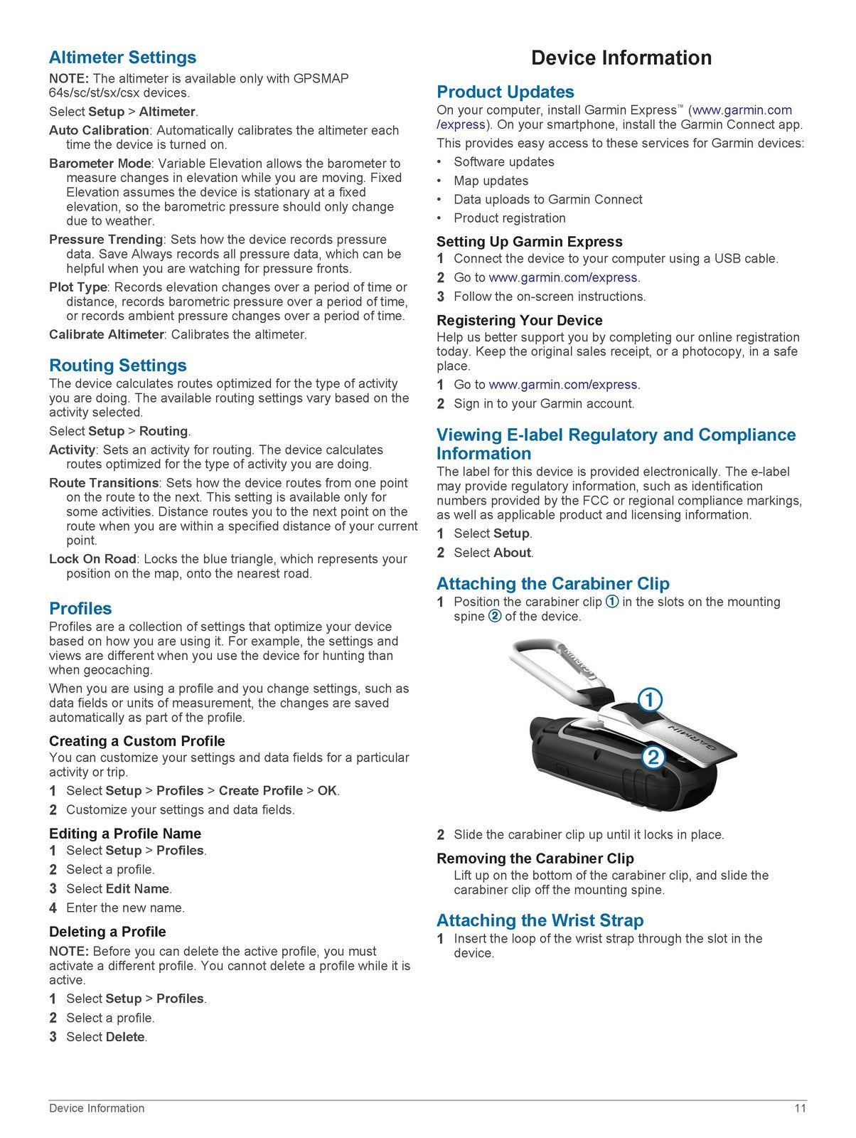 GARMIN GPSMAP 64 Series 64X Series Owners Manual - WIRE BOUND - TOUGH COVERS
