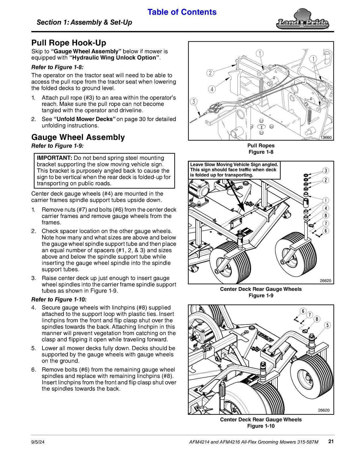 LAND PRIDE AFM4214 AFM4216 All-Flex Grooming Mowers Operators Manual 2024