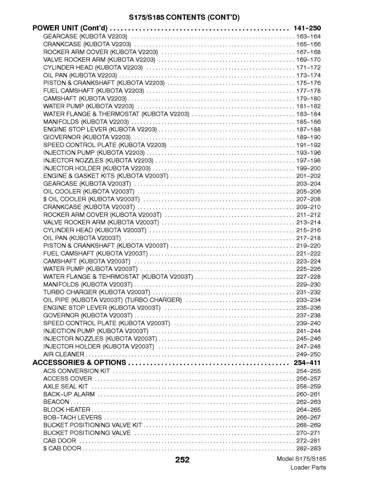 BOBCAT S175 S185 Parts Manual 2003 SN 517625001 Up - WIRE BOUND - TOUGH COVERS