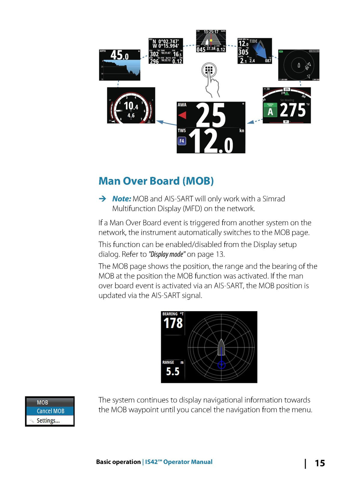 SIMRAD IS42 Instrument Display Operators Manual - WIRE BOUND - TOUGH COVERS