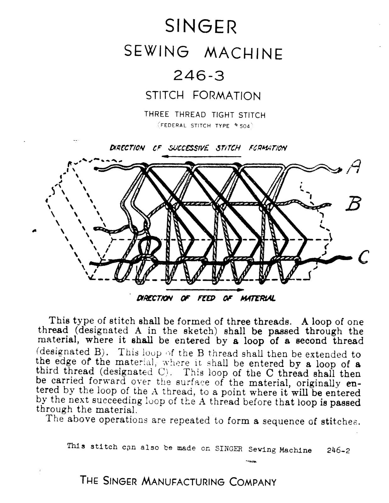 SINGER 246-3 246-5 Sewing Machine Service Manual - WIRE BOUND - TOUGH COVERS