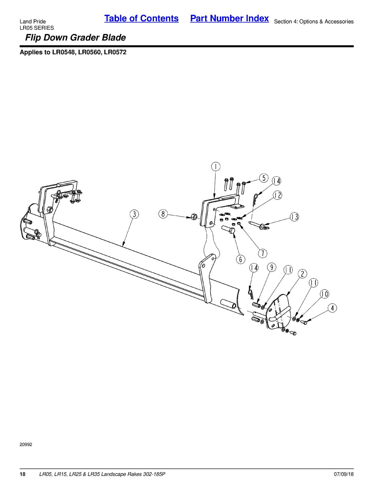 LAND PRIDE LR05 Series Landscape Rakes Parts Manual 2018 - WIRE BOUND - COVERS