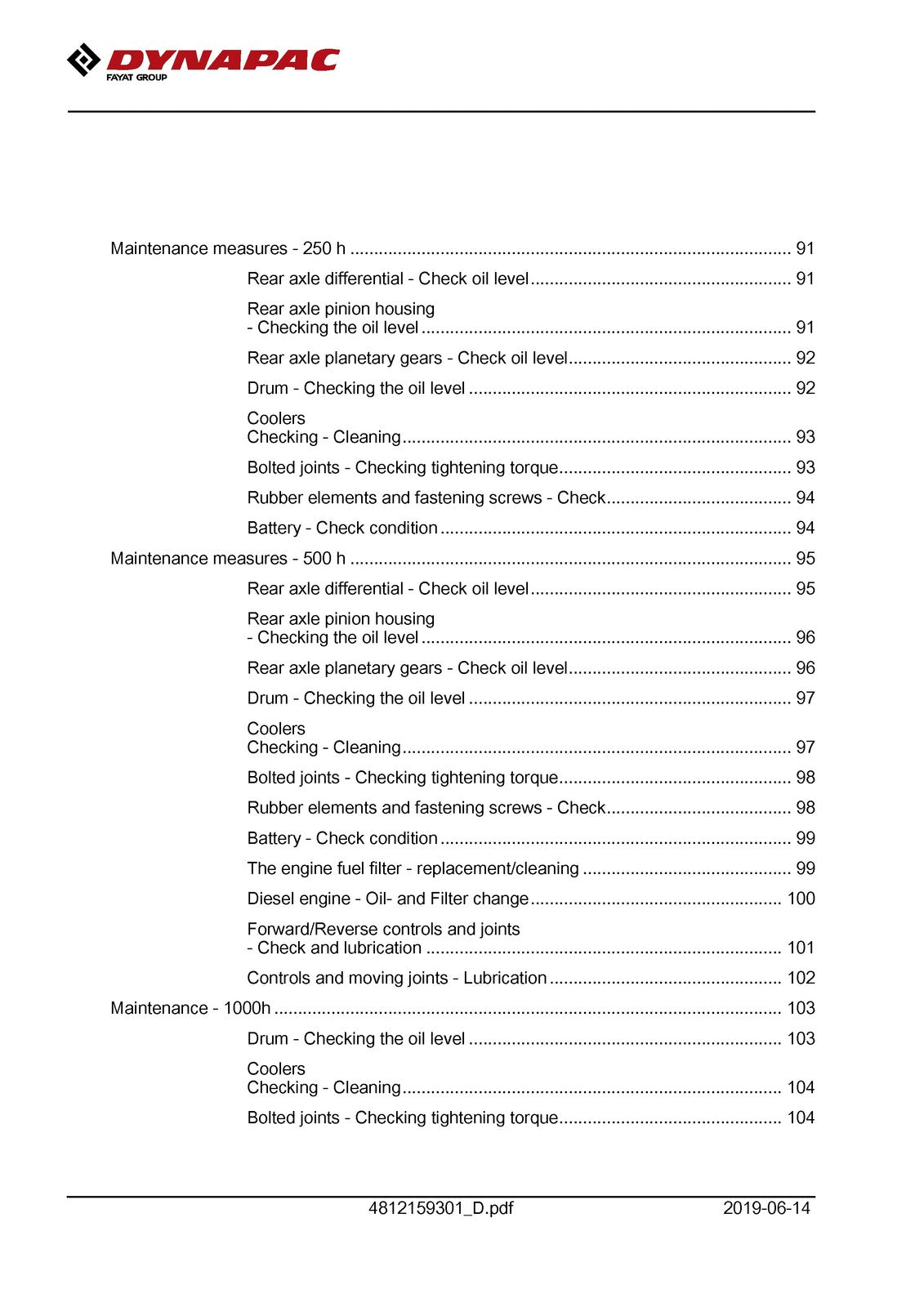 DYNAPAC CA1300 D PD Vibratory Roller Operating And Maintenance Manual - BOUND