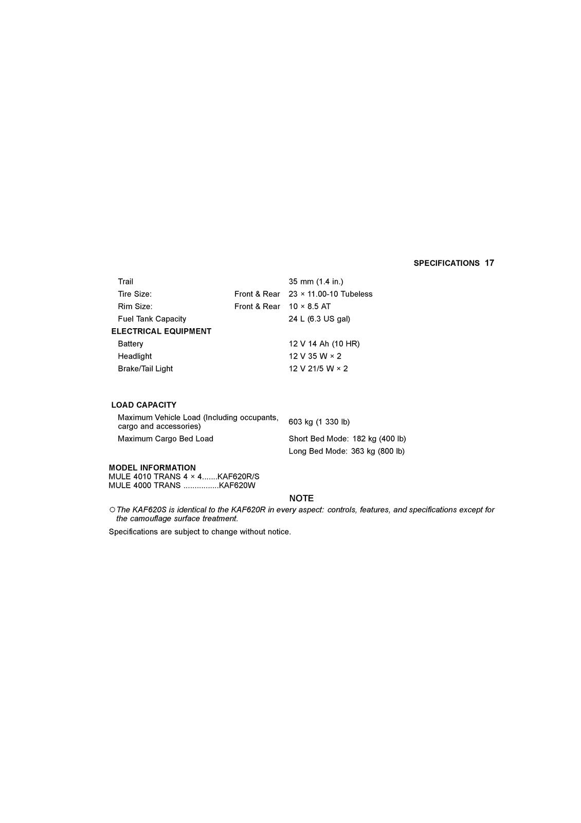 KAWASAKI Mule 4000 Trans Utility Vehicle Owners Manual 2019 - WIRE BOUND