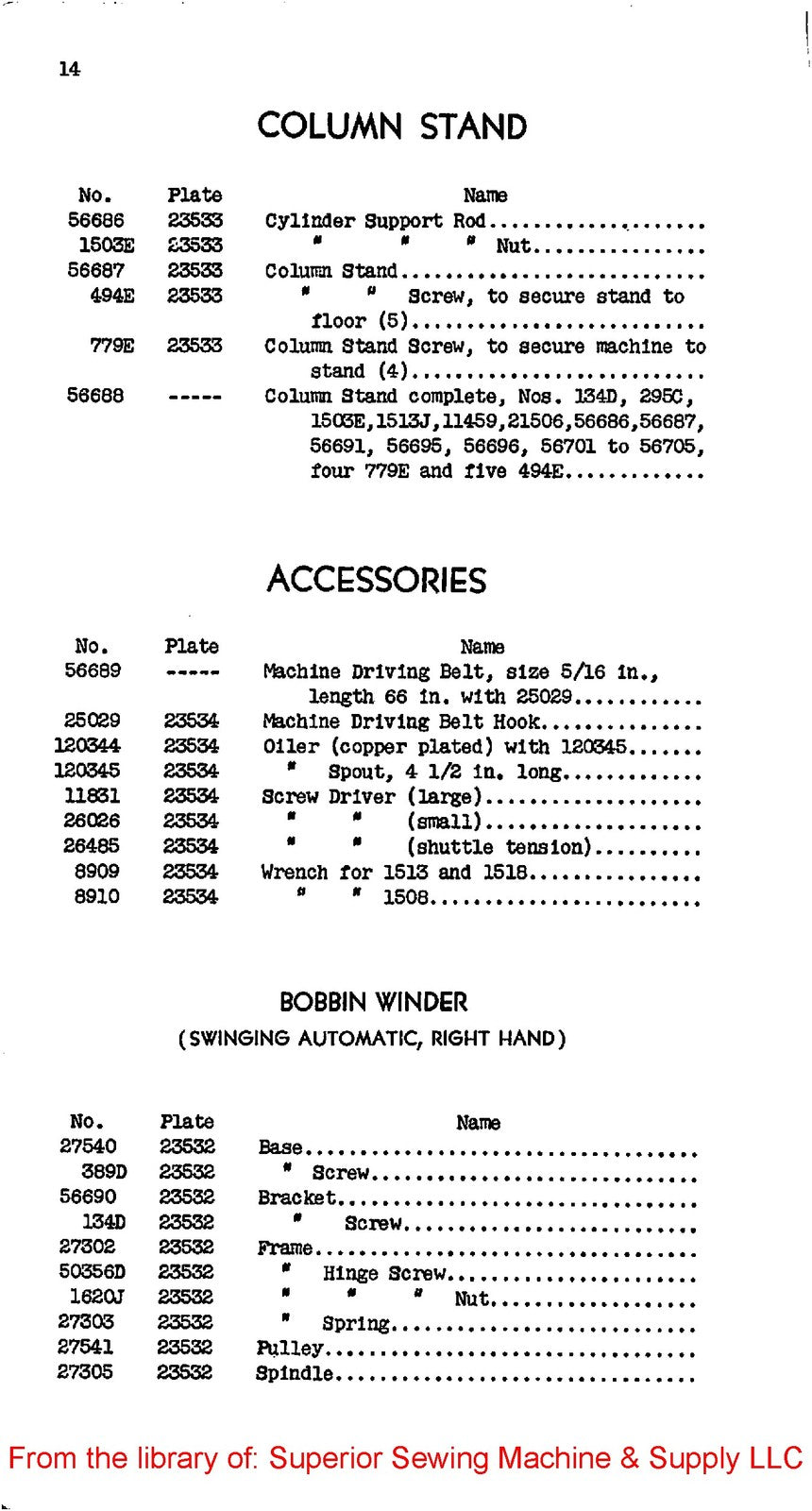 SINGER 11-30 Sewing Machine Parts List Manual 1940 - WIRE BOUND - TOUGH COVERS