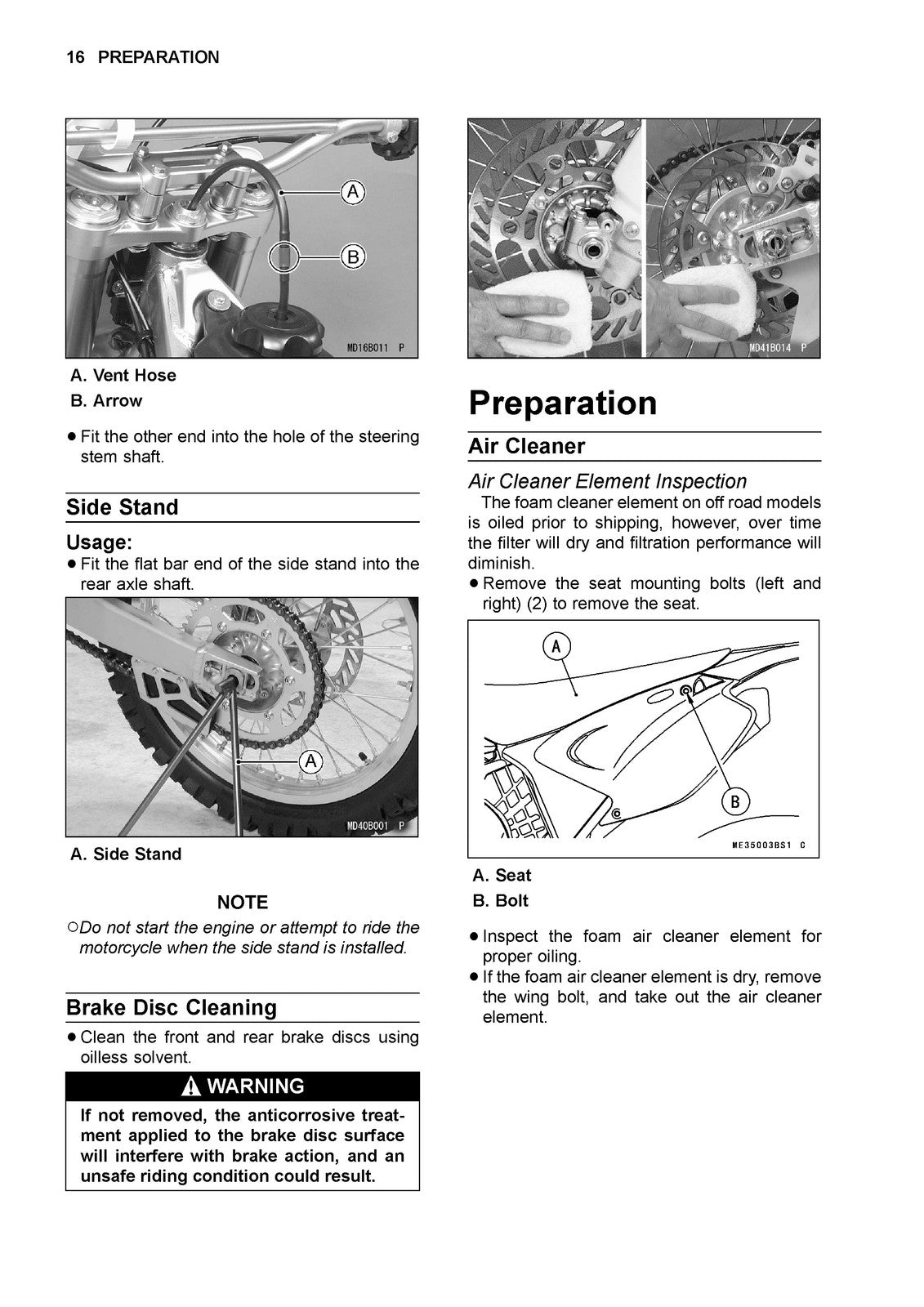 KAWASAKI KX250 Motorcycle Assembly  Preparation Manual - WIRE BOUND - COVERS