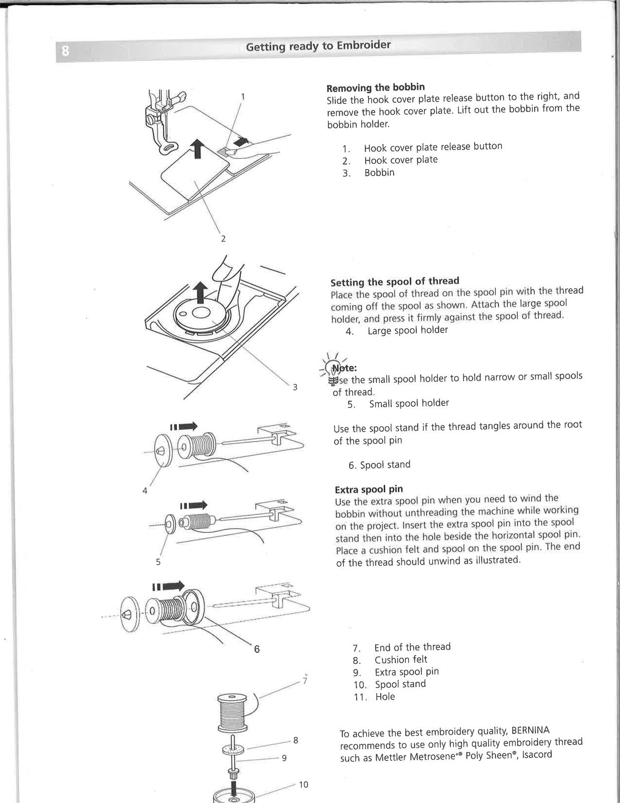 BERNINA Deco 330 Embroidery Computer Instruction Manual - WIRE BOUND - COVERS