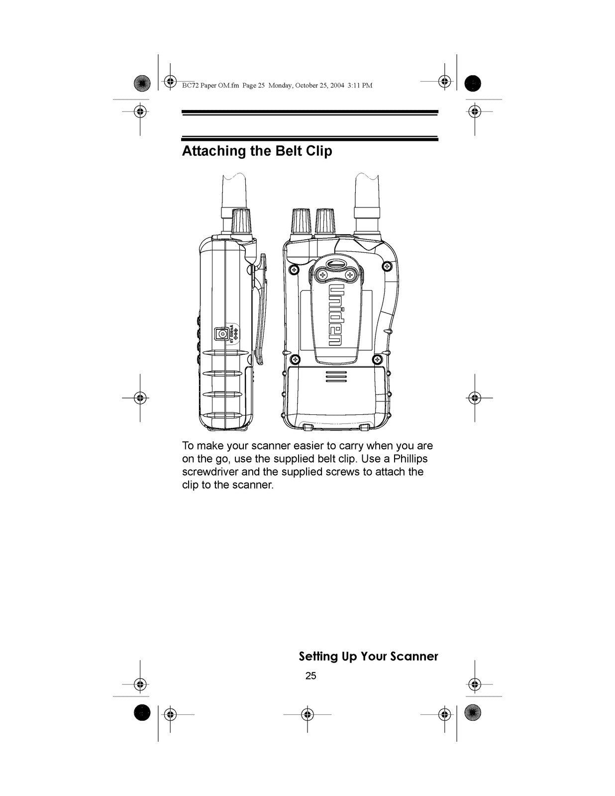 UNIDEN BC72XLT Scanner Owners Manual 2004 - STEEL WIRE BOUND - PROTECTIVE COVERS
