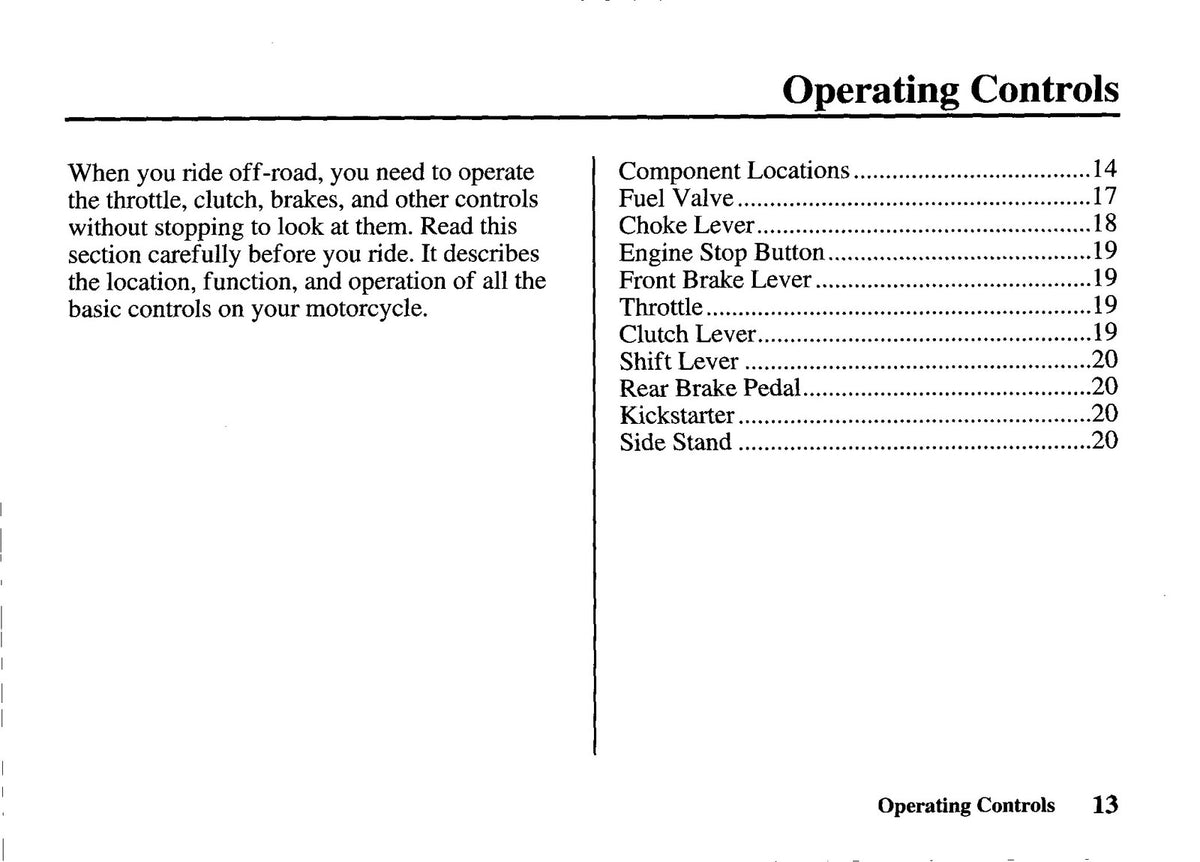 HONDA XR80R Owners Manual 1997 - STEEL WIRE BOUND - PROTECTIVE COVERS