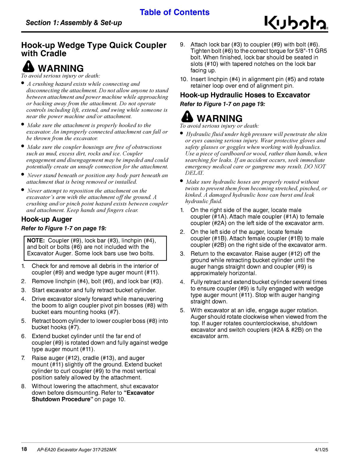 LAND PRIDE EA20 Series Excavator Augers Operators Manual - WIRE BOUND - COVERS
