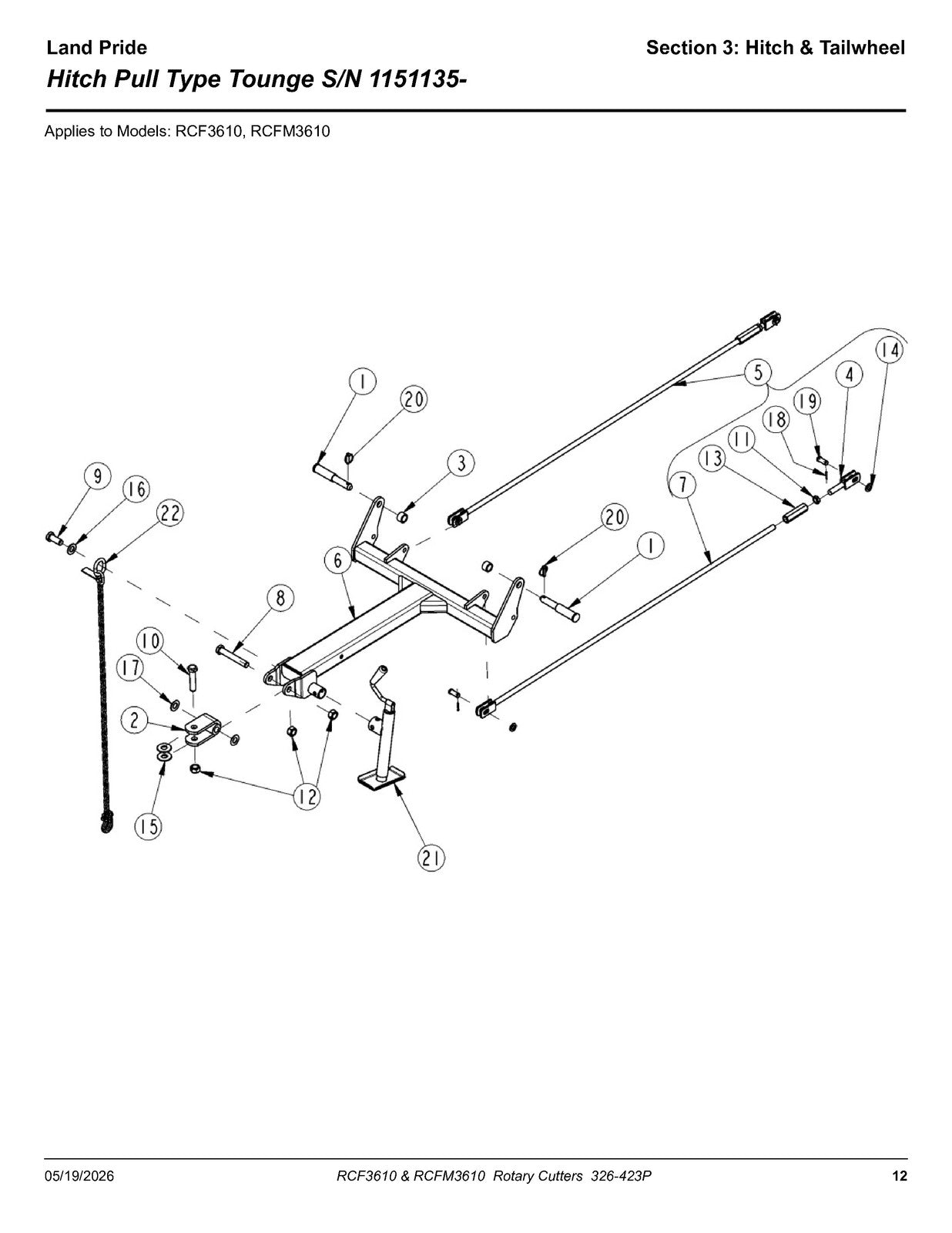 LAND PRIDE RCF3610 Rotary Cutters Parts Manual 2026 - WIRE BOUND - TOUGH COVERS