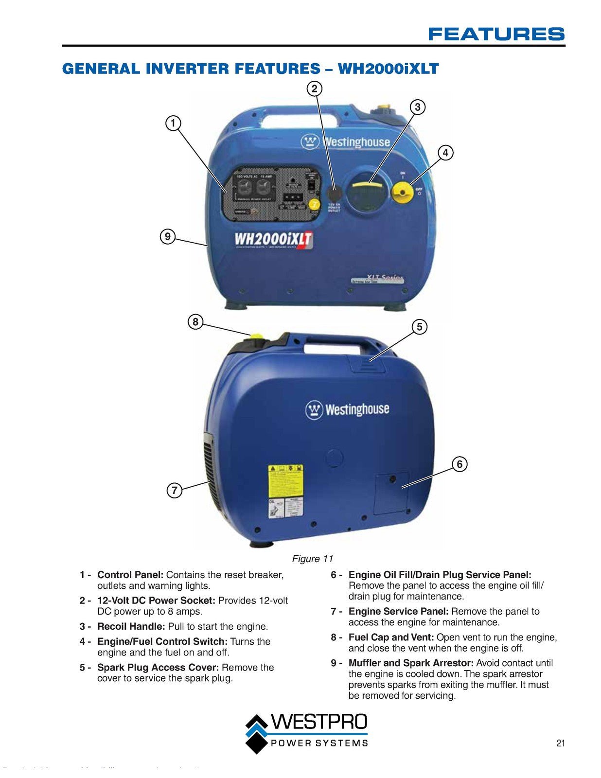 WESTINGHOUSE Digital Inverter Generator Owners Manual - WIRE BOUND - COVERS