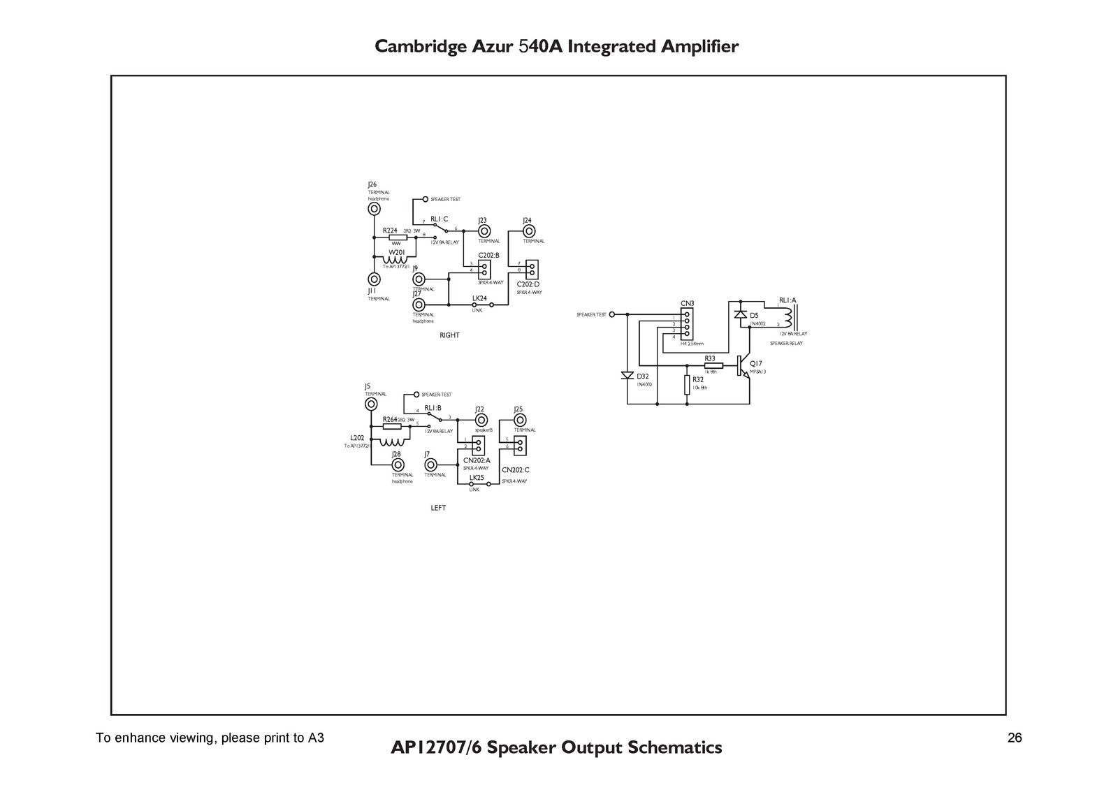 CAMBRIDGE AUDIO 540A Integrated Amplifier Service Manual 2004 - WIRE BOUND