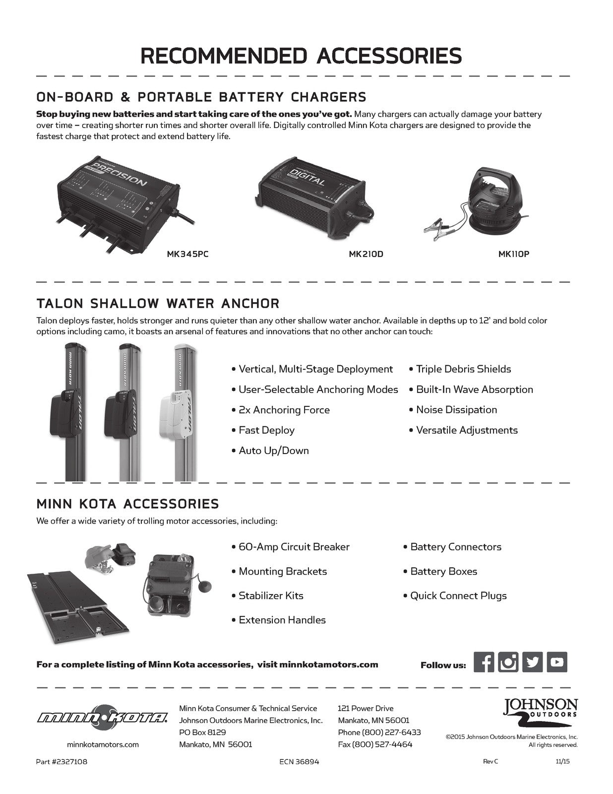 MINN KOTA Riptide Terrova 80 Trolling Motor User Manual - WIRE BOUND - COVERS