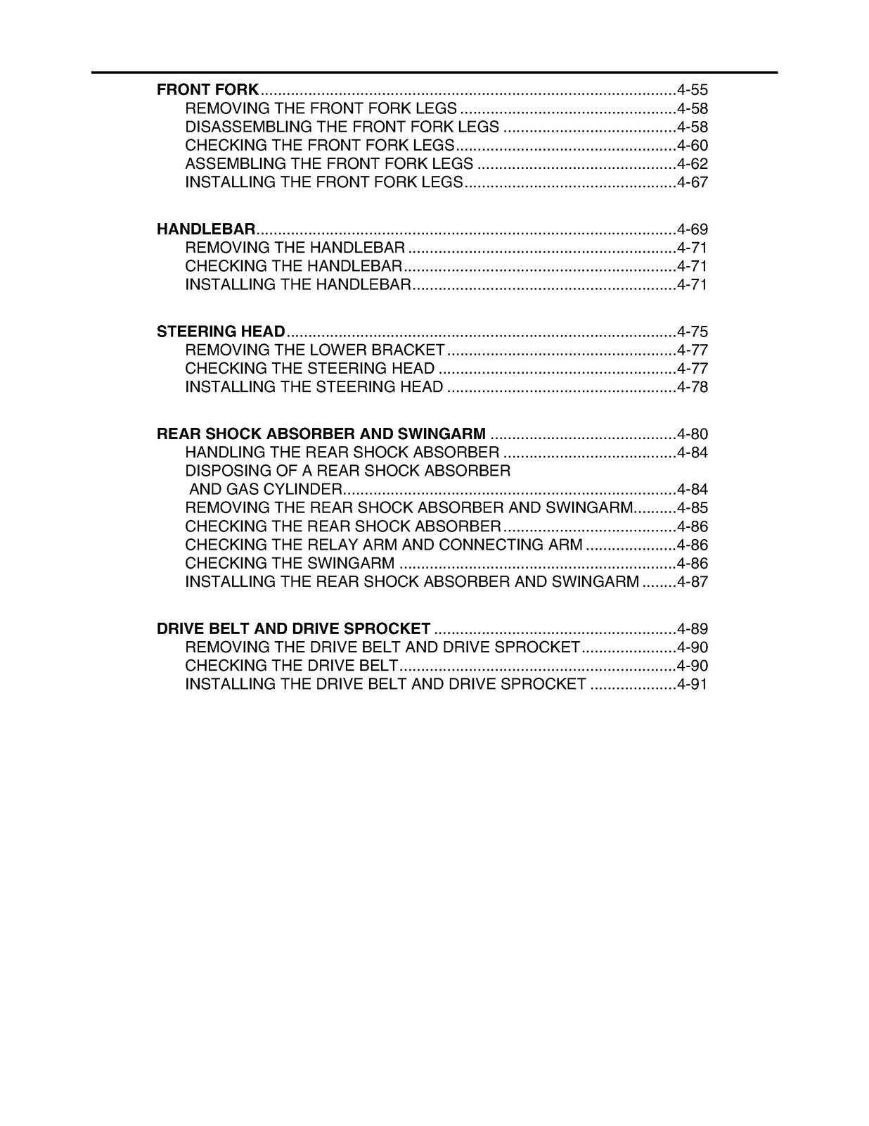 YAMAHA XV1700P XV1700PC Warrior Motorcycle Service Manual 2002, FOLDOUTS