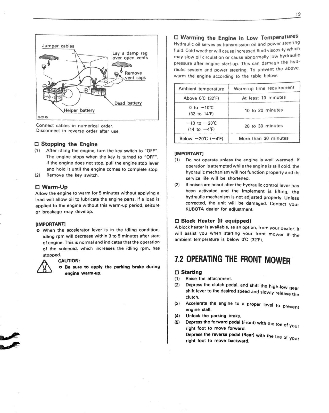 KUBOTA F2100 F2100E F2400 Front Mower Operators Manual - WIRE BOUND - COVERS