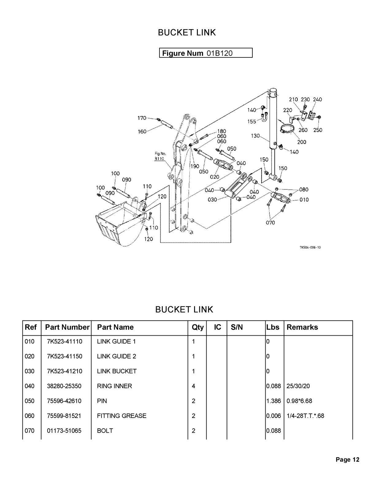 KUBOTA BH65 Backhoe Illustrated Parts List Manual - WIRE BOUND - TOUGH COVERS
