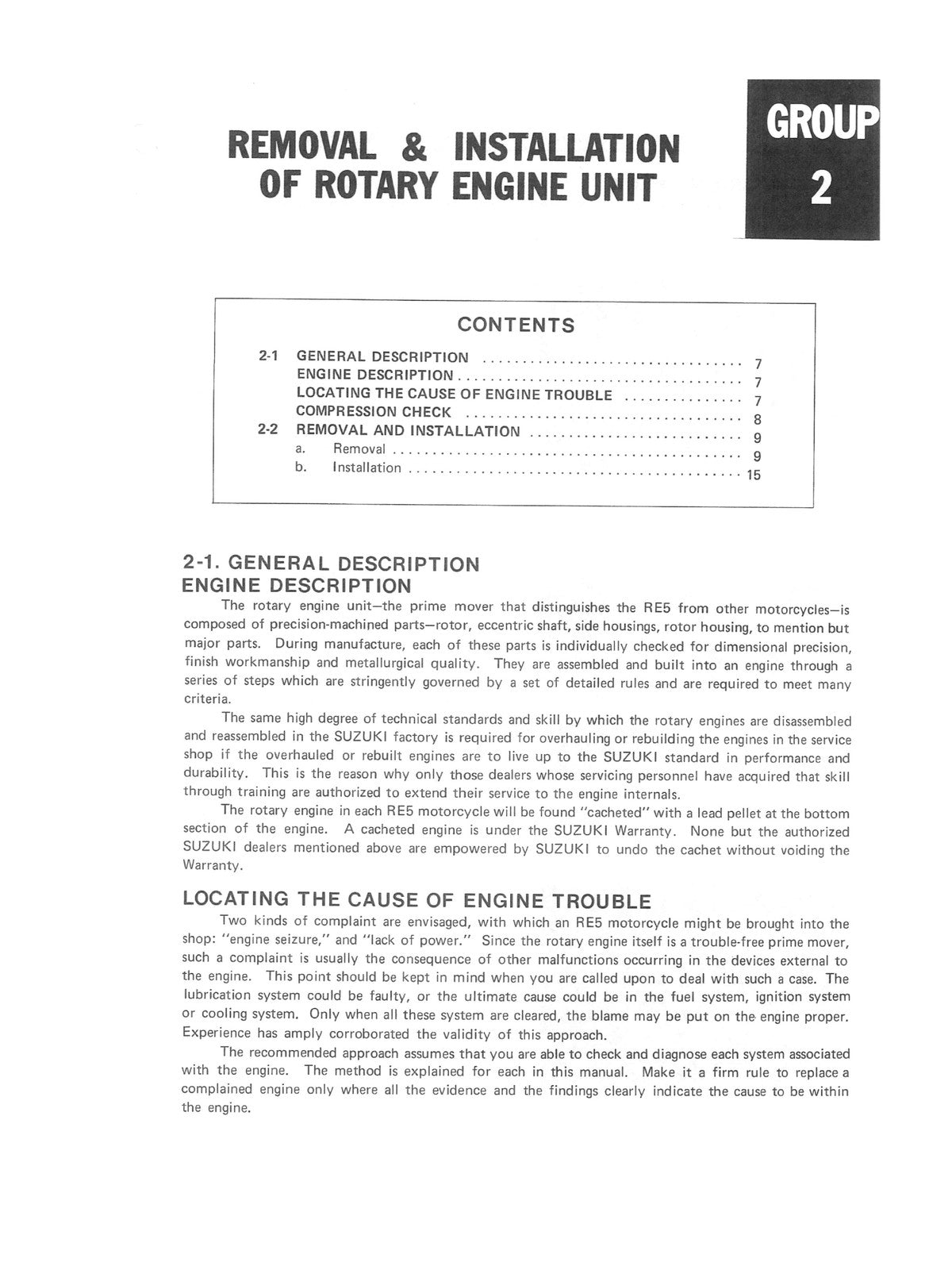 SUZUKI RE5 Motorcycle Service Manual 1974 - STEEL WIRE BOUND - PROTECTIVE COVERS