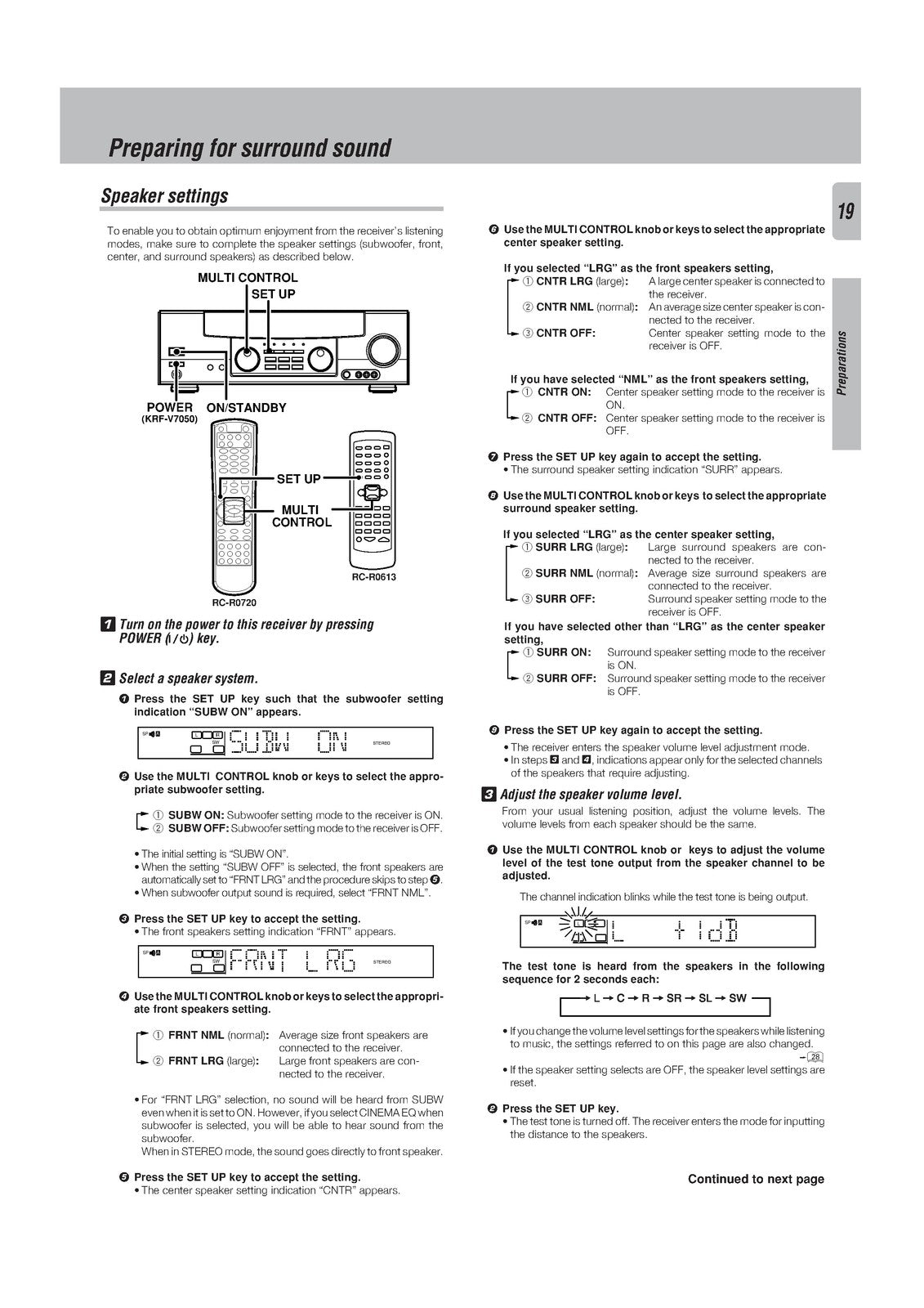 KENWOOD VR-507 KRF-V7050D Audio Video Surround Receiver Instruction Manual