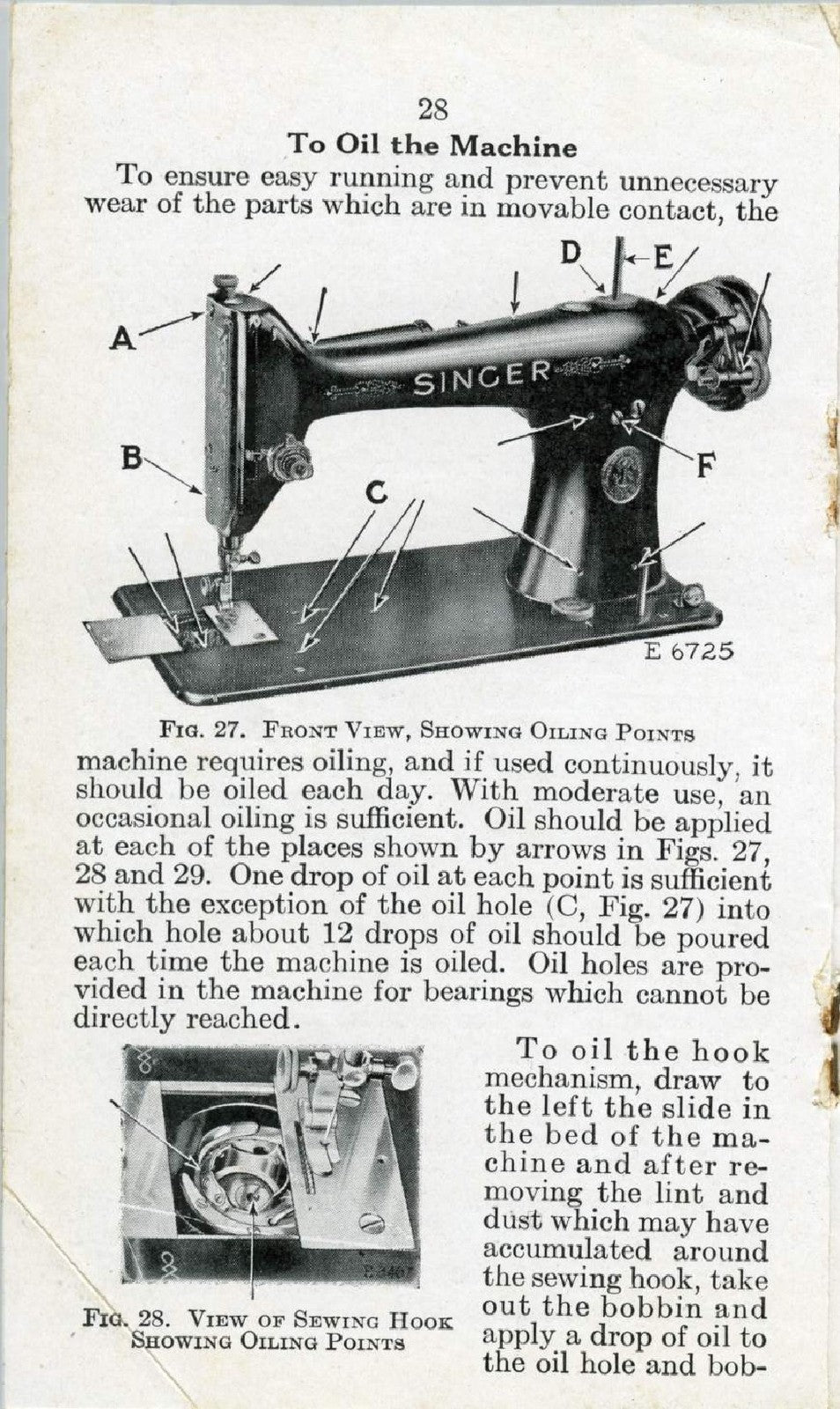SINGER 101-4 101-12 Sewing Machine Instruction Manual 1929 - WIRE BOUND - COVERS