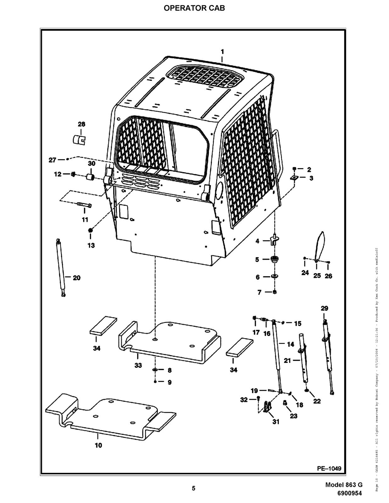 BOBCAT 863 G-Series Skid Steer Loader Parts Manual SN 514440001 Up - WIRE BOUND