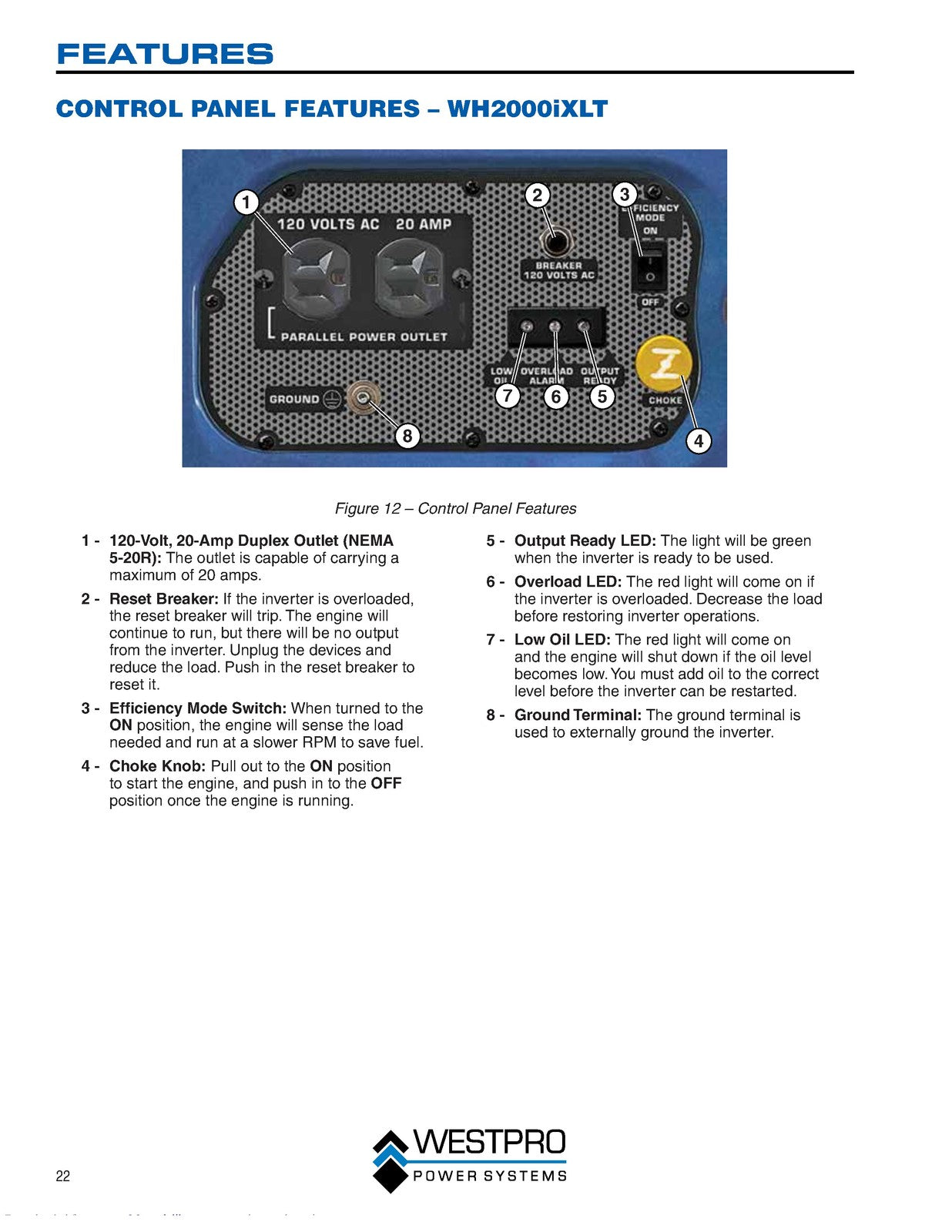 WESTINGHOUSE Digital Inverter Generator Owners Manual - WIRE BOUND - COVERS